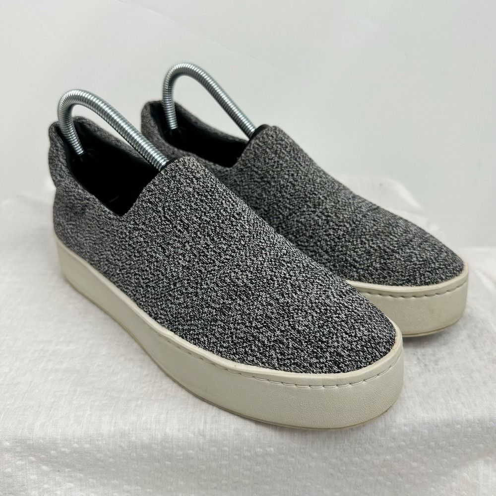 VINCE Walsh Knit Slip-on Sneakers Women's 8 M Gray White Loafers Shoes Platform